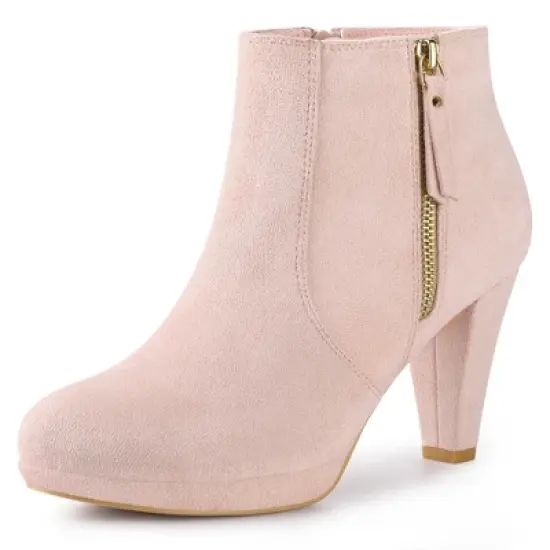 Perphy Women's Suede Platform Round Toe Chunky Heels Ankle Boots image {9}