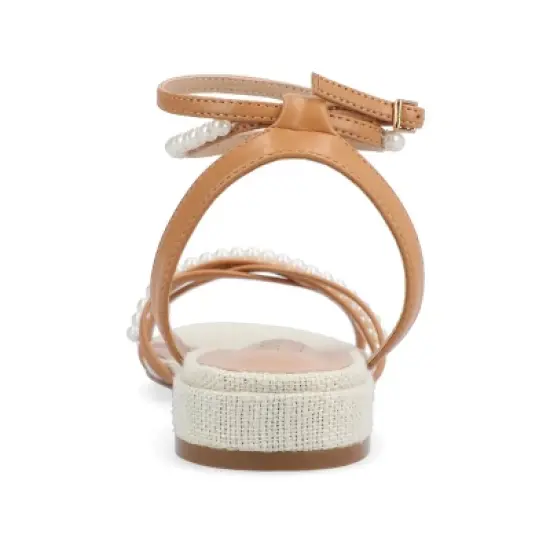Journee Collection Womens Tulsi Faux Pearl Ankle Strap Covered Block Heel Sandals image {2}