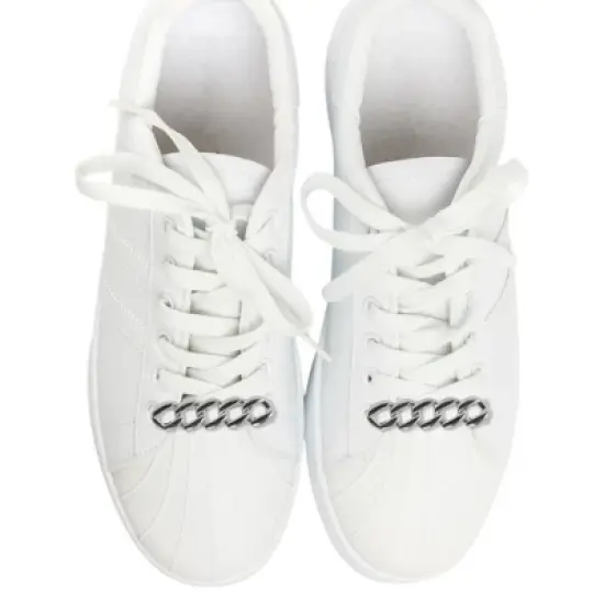 Unique Bargains Chain Shape Shoelace Charms Silver Tone 1 Pair image {1}