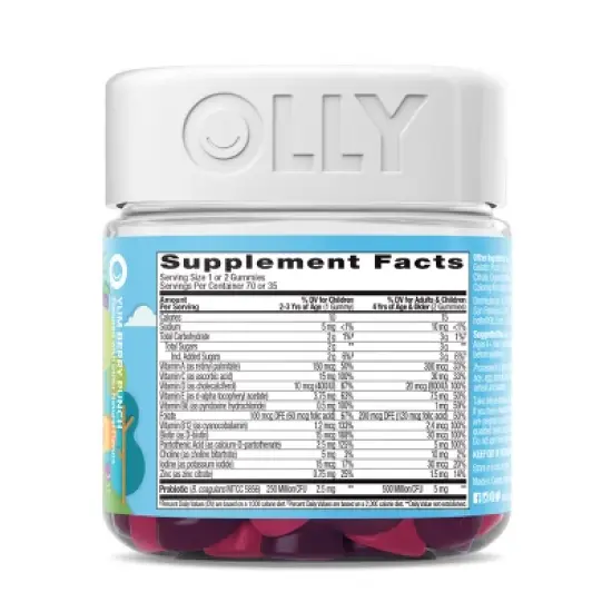 OLLY Kids' Multivitamin + Probiotic Gummies - Berry Punch image {2}