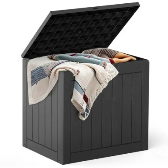 FURNIinspire Deck Boxes, Portable Storage Box with Waterproof Function for Patio Furniture, Garden Tools, All Weather Use, Black, 22"*17.1"*20.9" image {5}