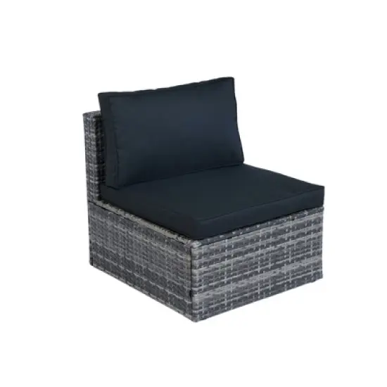 Rbied 6-Piece Wicker Outdoor Sofa Sectional Set Conversation Set with Black Cushions, Smart Storage Design image {12}