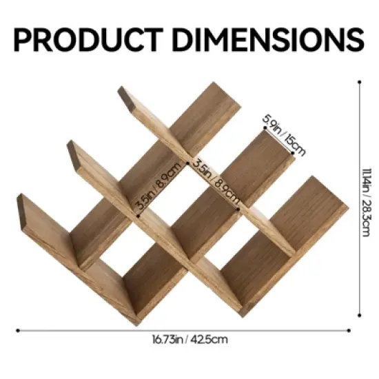 Itopfox 8-Bottle Countertop Wine Rack, Wooden 3-Tier Wine Bottle Holder for Bar Table, Wine Cabinet, Free Standing Display and Storage Shelves Brown image {5}