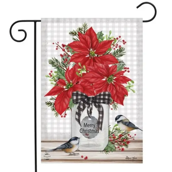 Briarwood Lane Christmas Garden Flag 12x18 For Outdoor Poinsettia Jar For Christmas Garden Flag Flags For Outside image {1}