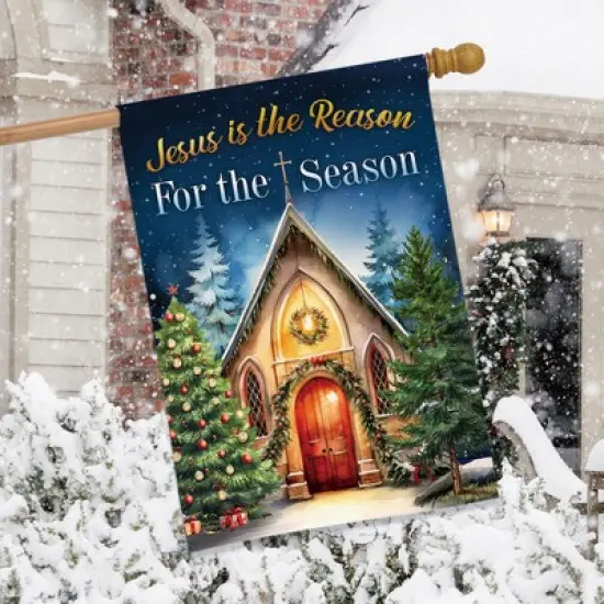 Briarwood Lane Christmas House Flag 40x28 For Outdoor Reason For the Season Church For Christmas House Flag image {3}