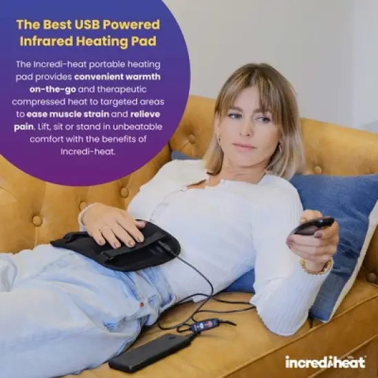 Cabeau Incredi-Heat USB-Powered Portable Heating Pad, 3 Temperature Settings, Black image {6}