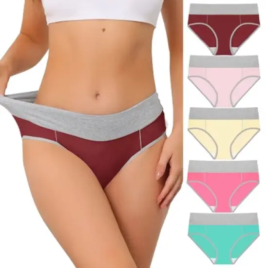 Agnes Orinda Women's 5 Packs High Rise Brief Stretchy Underwear image {6}