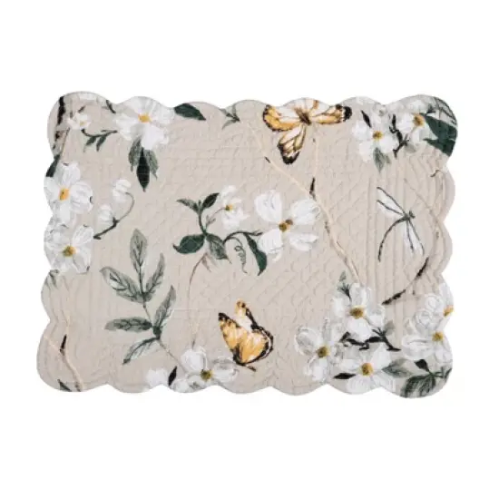 C&F Home Dogwood Meadows Scalloped Placemats Set of 6 Floral Flowers, 13" x 19" image {2}