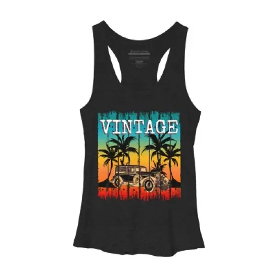 Women's Design By Humans Vintage Classic Car At Beach By punsalan Racerback Tank Top image {2}