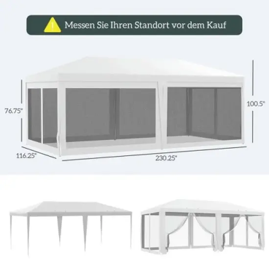 Resenkos Canopy, Outdoor Canopy Tent,10' x 20' Party Tent, Outdoor Wedding Canopy with Removable Sidewalls,White image {9}