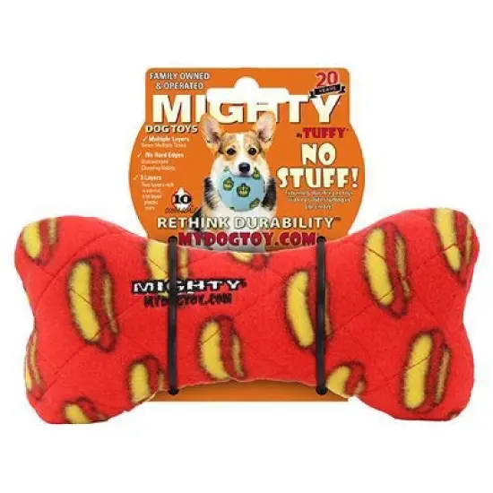 Mighty No Stuff Bone Dog Interactive Plush Toy - Red image {1}