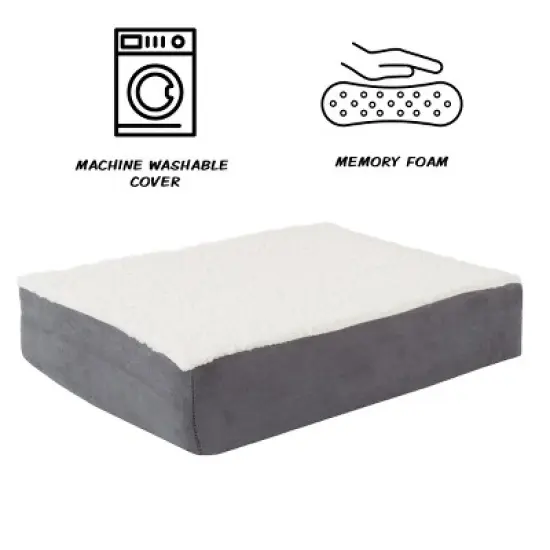 Orthopedic Dog Bed - 2-Layer Memory Foam Crate Mat with Machine Washable Cover - 20x15 Pet Bed for Small Dogs Up to 20lbs by PETMAKER (Gray) image {2}