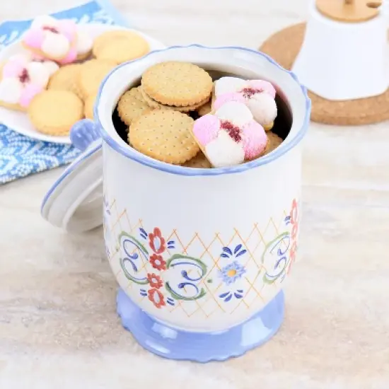 Laurie Gates California Designs Tierra 2.7 Quarts Hand Painted Stoneware Canister with Lid image {4}