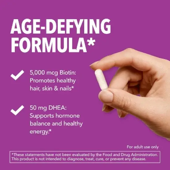 DHEA Supplement for Women with Biotin 5000mcg, DHEA 50mg and Biotin Capsules for Hormone Balance and Hair, Skin, Nail Support, Havasu Nutrition, 120ct image {4}