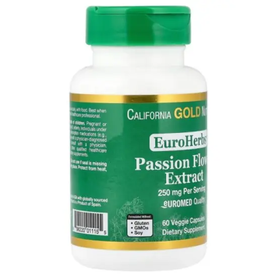California Gold Nutrition EuroHerbs&trade;, Passion Flower Extract, Euromed Quality, 250 mg, 60 Veggie Capsules image {4}