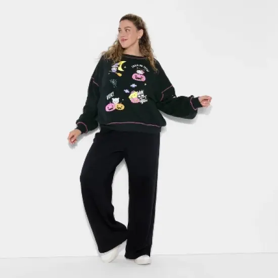 Women's Hello Kitty Halloween Graphic Sweatshirt - Black image {4}