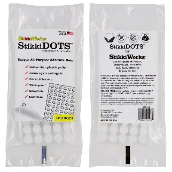StikkiWorks StikkiDOTS&trade;, Adhesive Dots, 100 Per Pack, 6 Packs image {1}
