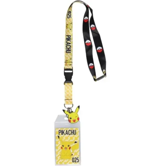Pokemon Pikachu 025 ID Badge Holder Rubber Charm 2-Sided Breakaway Lanyard image {4}