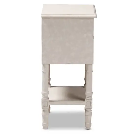 Lenore Country Cottage Farmhouse 2 Drawer Nightstand White - Baxton Studio image {2}
