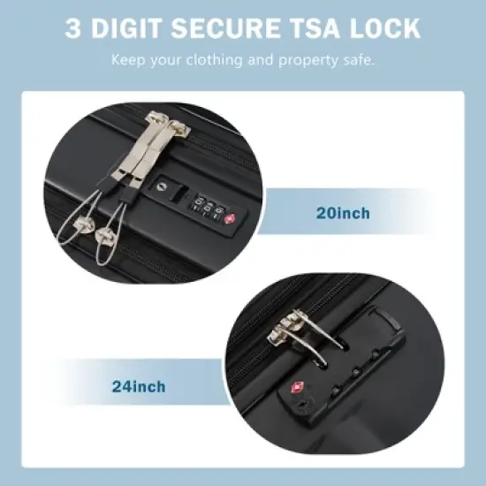 3-Piece Hardside Luggage Set, Front-Opening Carry-on Suitcase with USB Port, Expandable Luggage with Handle Bag & TSA Lock - ModernLuxe image {5}