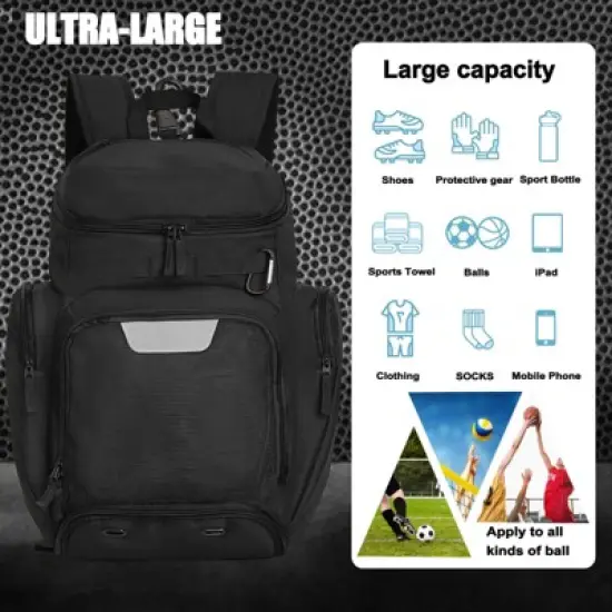 Basketball Backpack Large Sports Bag, Gym Bag with Ball Compartment and Shoe Compartment to Store Sports Shoes Water Bottles Laptops image {3}