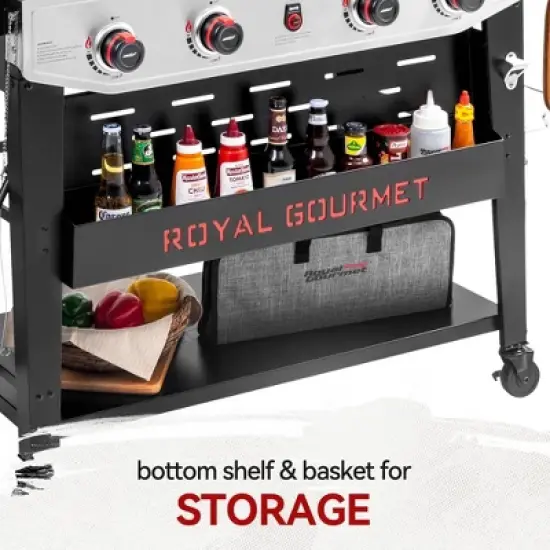 Royal Gourmet 4-Burner 48000 BTU Iron Propane Combination Gas Grill & Cover GD405BTG Black & Silver image {7}