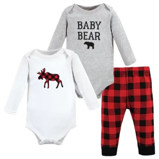 Hudson Baby Unisex Baby Cotton Bodysuit and Pant Set, Buffalo Plaid Moose Bear image {7}