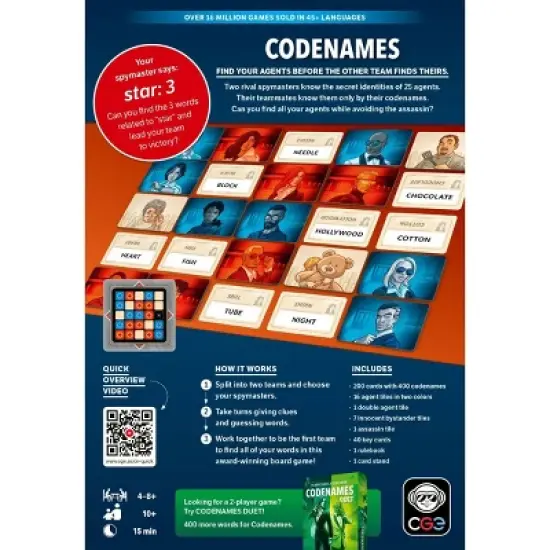 Czech Games Edition Codenames Game: Social Skills, 4+ Players Party Board, Card Holder, 15-Minute Play image {4}