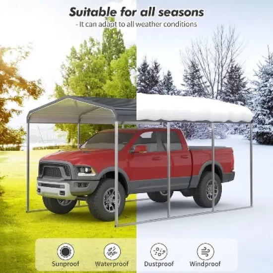 Acekool Heavy Duty Outdoor Carport, Galvanized Metal Roof, Reinforced Frame, Car Shelter and Garage image {5}