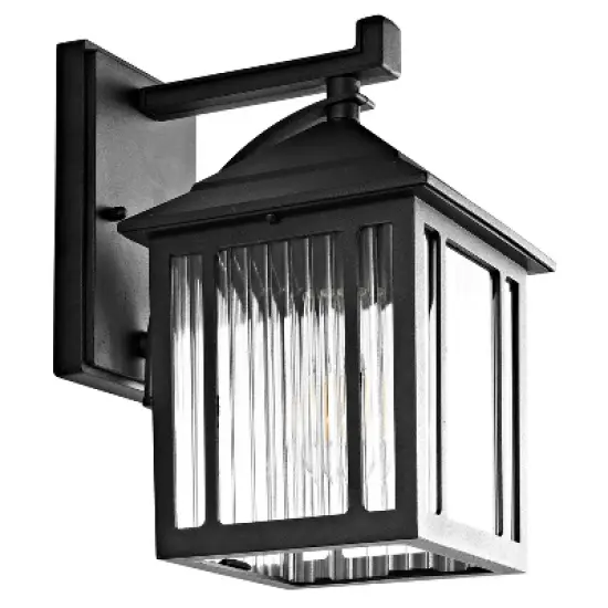 Ranzi Outdoor Wall Lantern - PLT4009 - Clear/Black - Safavieh image {4}