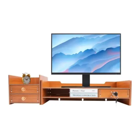 YIYIBYUS Computer Monitor Stand, Computer Rack with Drawers, Desktop Organizer Rack image {8}