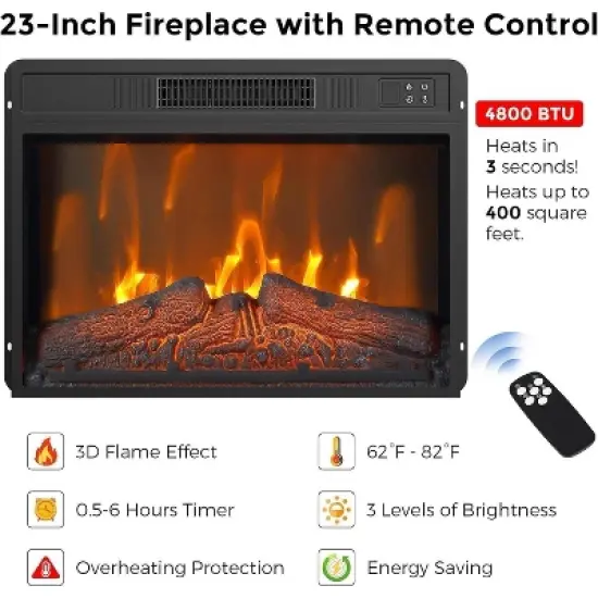 Acekool 67" Farmhouse TV Stand with Electric Fireplace, Remote Control & Adjustable Flames, Storage Cabinets image {3}