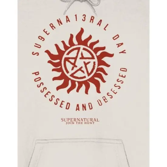 Supernatural Superna13ral Day Possessed And Obsessed Long Sleeve Sand Adult Hooded Sweatshirt image {1}