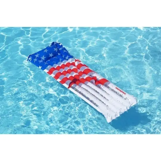 Swimline Americana Glitter Mattress, 75", Inflatable Pool Float, Heavy-Duty Vinyl, Patriotic Design, 1 Count image {2}