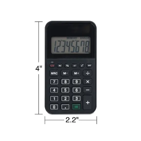 TRU RED Staples 8-Digit Solar and Battery Basic Pocket Calculator Black (ST130-CC) image {3}