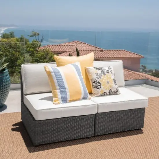 Christopher Knight Home Felicity Outdoor Wicker Loveseat with Cushions image {8}