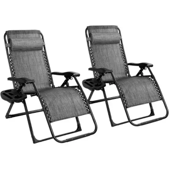 Costway 2PC Oversize Lounge Patio Heavy Duty Folding Recliner image {13}