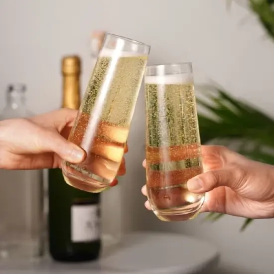 True Stemless Champagne Flutes Glasses - Stemless Mimosa Glasses - Wine Flutes Glass 9oz Set of 4 image {4}