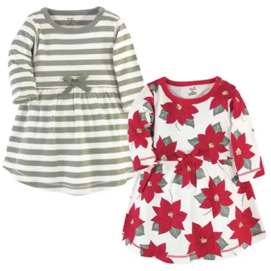 Touched by Nature Baby and Toddler Girl Organic Cotton Long-Sleeve Dresses 2pk, Poinsettia image {3}
