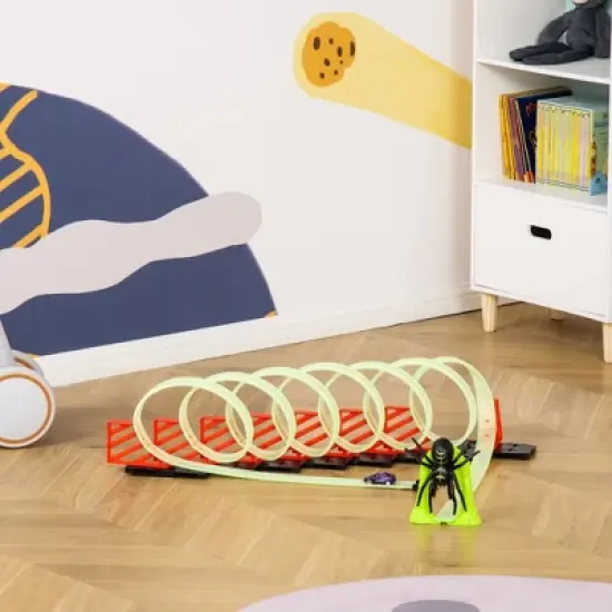 Qaba Track Builder DIY Loop Kit with Luminous Effect Spider Model Pull-back Car image {1}