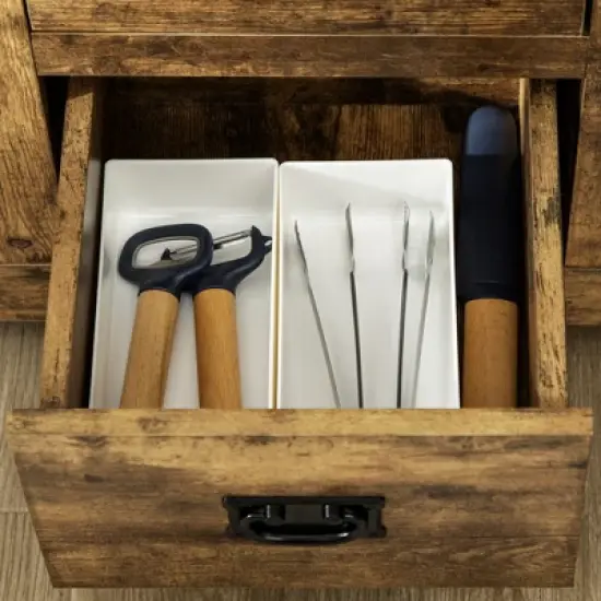 HOMCOM Industrial Buffet Cabinet Free Standing Kitchen Sideboard with Five Drawers Two Door Cabinets Adjustable Shelf for Living Room image {4}