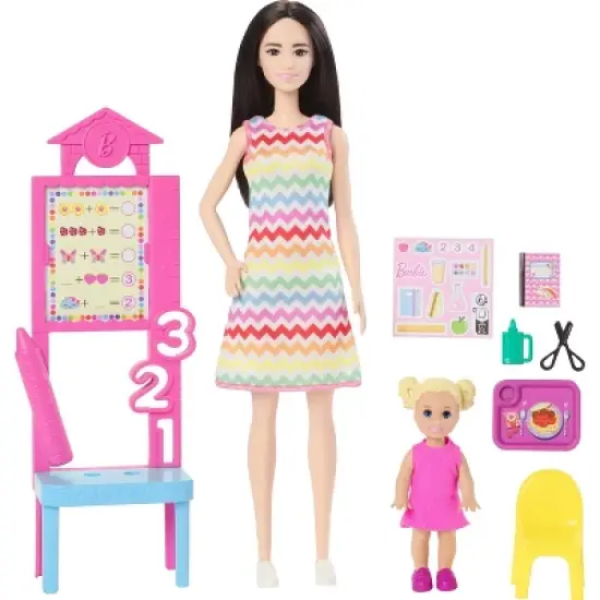 Barbie Teacher with Blonde 11" Fashion Doll, 1 Toddler Doll and Teaching Accessories image {4}