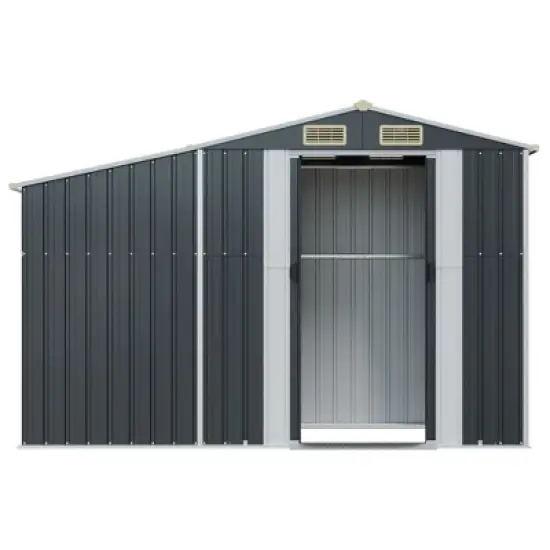 vidaXL Garden Shed in Anthracite - Galvanized Steel Garden Storage with Ample Space, Convenient Design, and Ventilation image {3}
