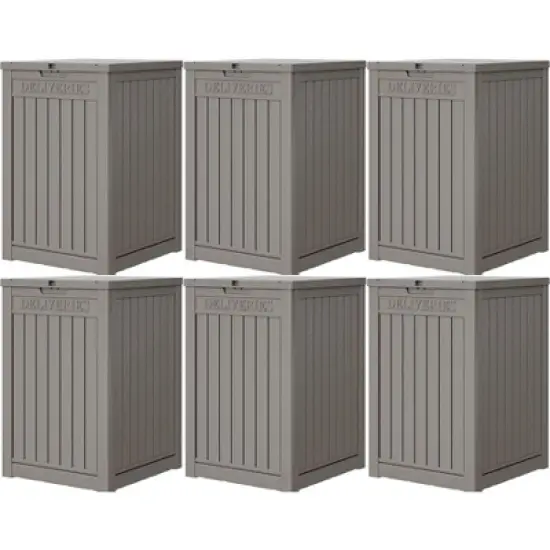 Sersper 48 Gallon Multi-Purpose Lockable Trash, Storage & Parcel Drop Box, Waterproof Resin, Brown (6 Pack) image {7}