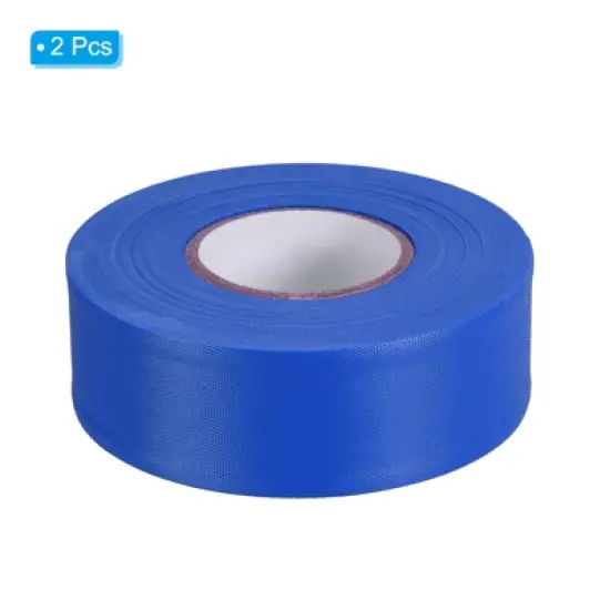 Unique Bargains PVC Non-Adhesive Flagging Tapes for Trail Outdoor 2 Pcs Blue 1-1/5" x 147 ft image {2}