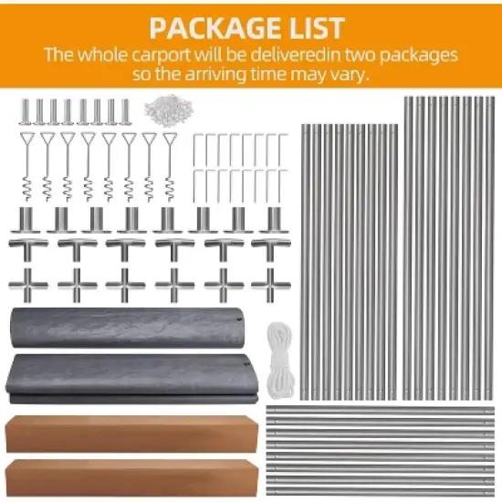 Carport, Portable Garage 13x20FT Heavy Duty - Galvanized Frame, 180g PE Waterproof Canopy with 4 Doors (2 Side Doors) & 4 Windows for Truck, Boat image {7}