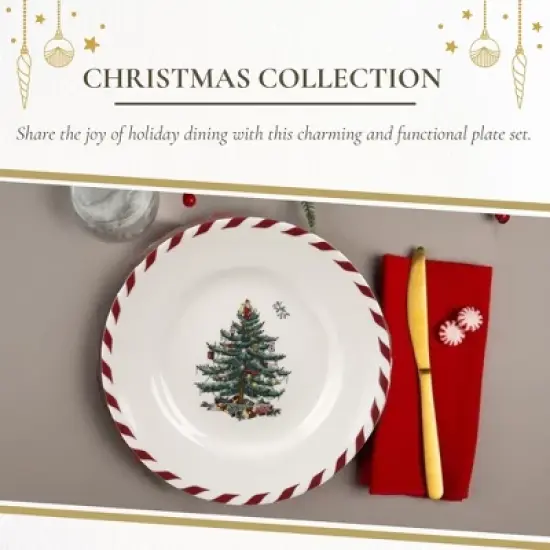 Spode Christmas Tree Peppermint Canape Plates - Set of 4 image {4}