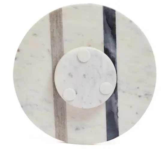 Lexi Home 12 in. Single Tier Marble Lazy Susan - White image {2}