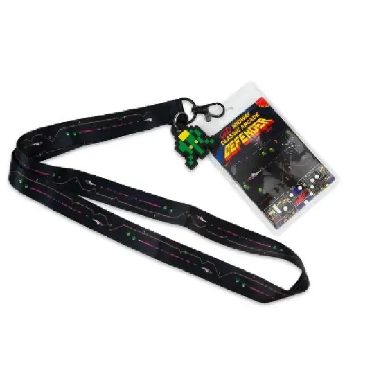 Crowded Coop, LLC Midway Arcade Games Lanyard w/ ID Holder & Charm - Defender image {7}