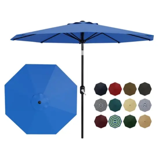 9' Outdoor Patio Umbrella, Outdoor Table Umbrella, Yard Umbrella, Market Umbrella with 8 Sturdy Ribs, Push Button Tilt and Crank image {6}